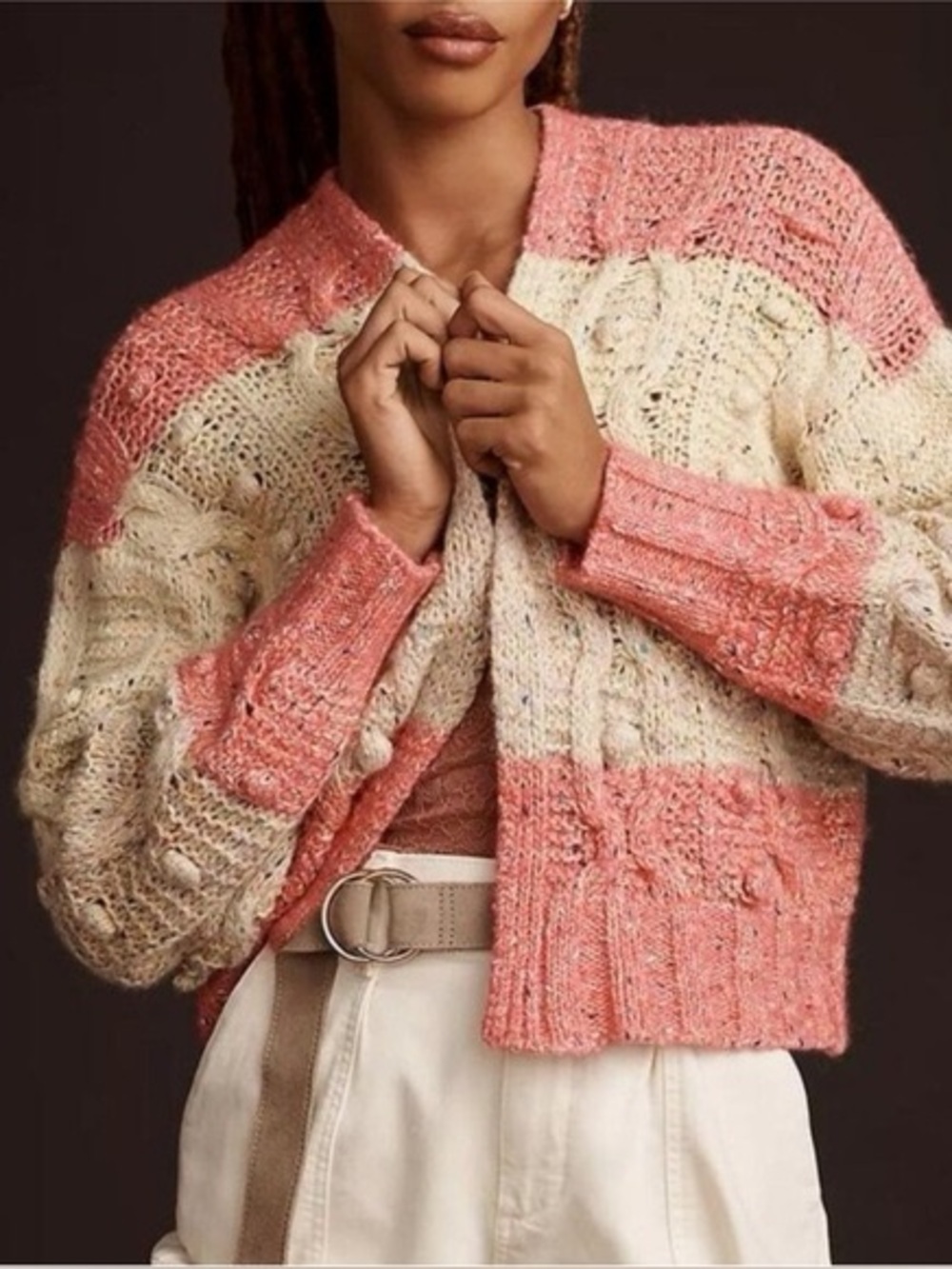 Anthropologie Ombre Spun Metallic Bobble Open Front Cardigan Sweater XS